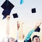 Graduating from school throw hats