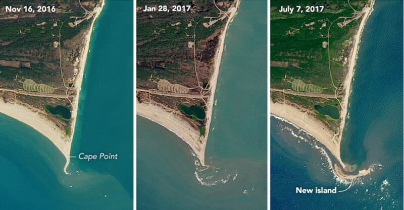 Shelly Island formation shifting sands
