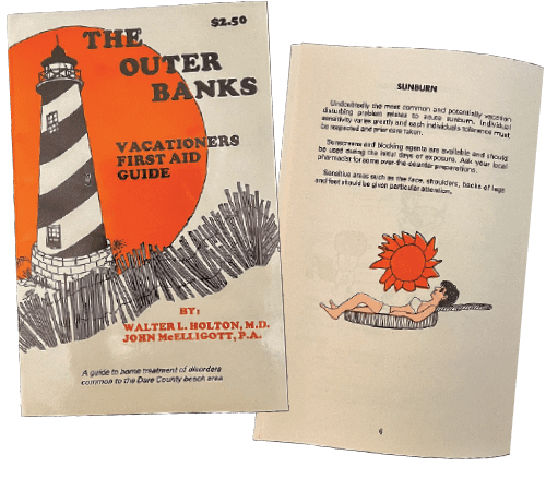 Dr. Holton and his PA, John McElligott, published a first aid guide for our visitors, back in the 80s. Tourists and locals alike benefitted from tips provided, including remedies for sunburn, fishhooks accidents, sea sickness and more.
