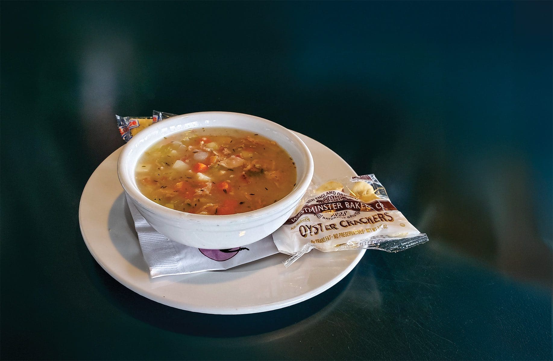 Black Pelican’s Traditional, Hearty, Broth Style Hatteras Clam Chowder. Photo by Jeff Donohue.